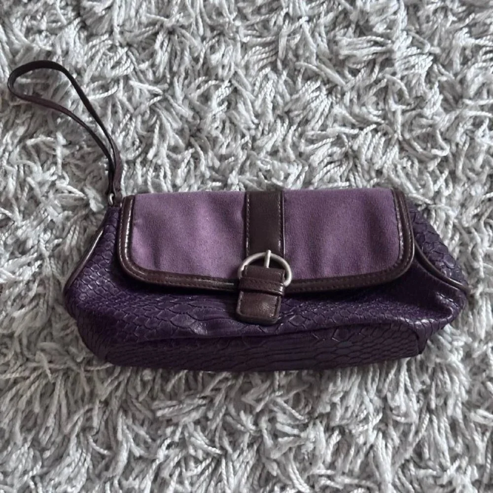NWOT!  Purple Wristlet Clutch in Vegan Leather and Suede